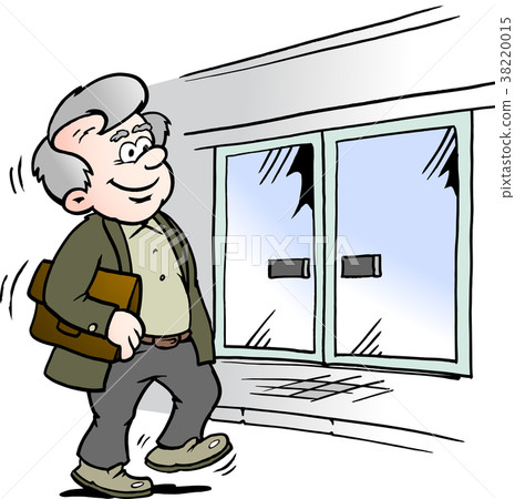A happy old man vent to a business building A happy old man vent to a business building 38220015