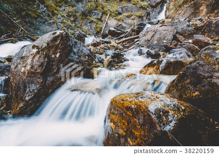 River with waterfall and stones. Mountain river River with waterfall and stones. Mountain river 38220159