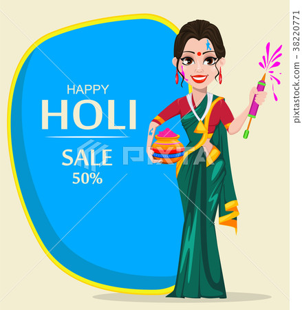 Beautiful Indian woman holding pot 38220771
