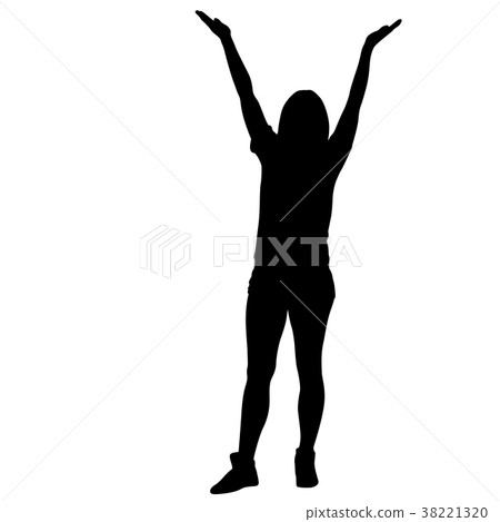 Silhouette of People dancing with a raised hand 38221320