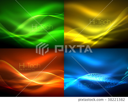 Set of neon flowing waves Set of neon flowing waves 38221382