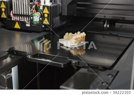 3D Printer With Finished 3D Dental Implant Bridge 3D Printer With Finished 3D Dental Implant Bridge 38222103