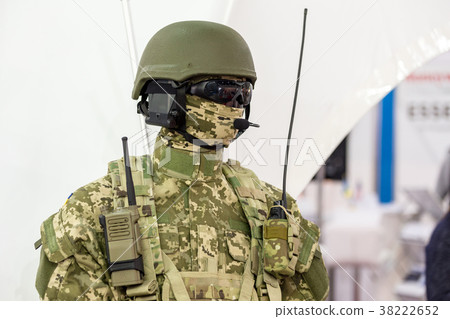 Mannequin in army uniform and equipment. Safety 38222652