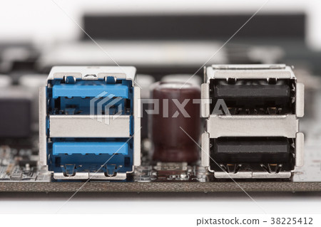 Blue USB 3.0 ports and black USB 2.0 ports Blue USB 3.0 ports and black USB 2.0 ports 38225412