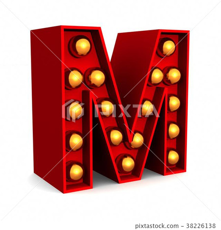 Red Marquee light letter M sign retro 38226138