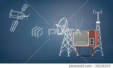 3d rendering of a chalk drawn space satellite and 3d rendering of a chalk drawn space satellite and 38226224