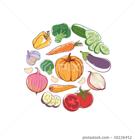 Vegan food round vector concept 38226452