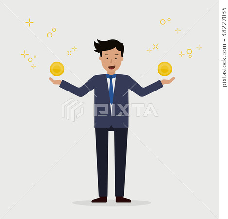 Businessman hand on money coin, Business success c Businessman hand on money coin, Business success c 38227035