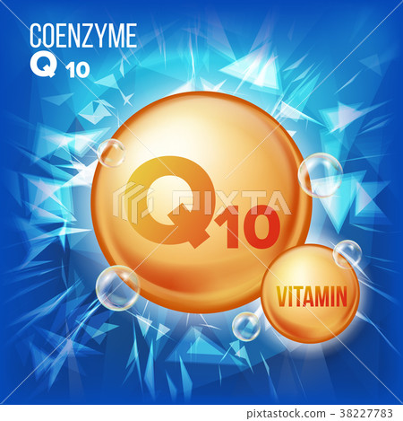 Vitamin Q10 Coenzyme Vector. Organic Vitamin Gold Vitamin Q10 Coenzyme Vector. Organic Vitamin Gold 38227783