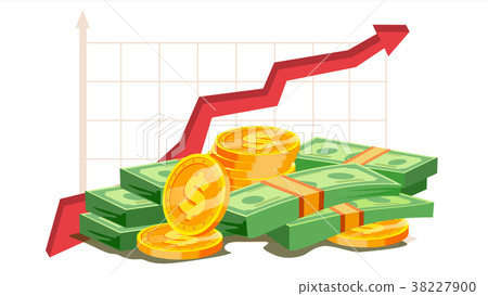 Pile Of Cash Vector Red Rising Graph Concept Stock Illustration 