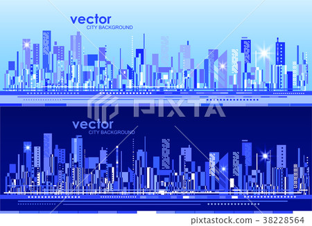 Futuristic City skylines at day and night - Stock Illustration ...