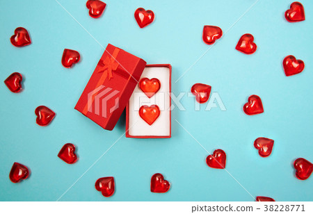 Red heart against blue background. Red heart against blue background. 38228771