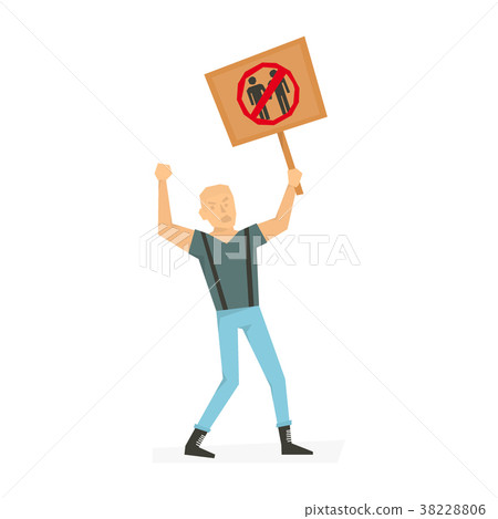 Angry man with banner, screaming, protesting Angry man with banner, screaming, protesting 38228806