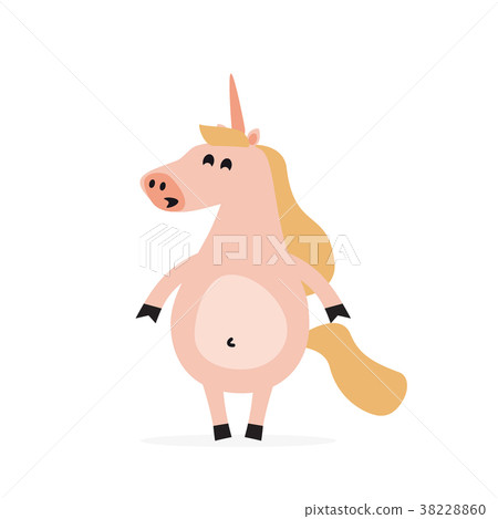 Smiling cartoon fantastic unicorn. Vector 38228860