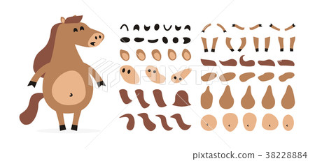 Cartoon horse creation set. Icons with different Cartoon horse creation set. Icons with different 38228884