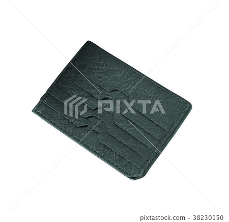credit card in seamed leather holder isolated 38230150
