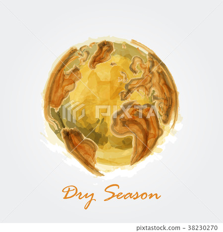 Dry season.Watercolor painting design of world map Dry season.Watercolor painting design of world map 38230270