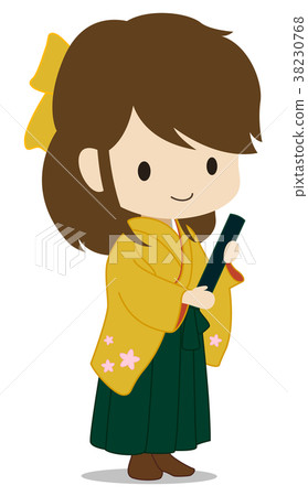 Cute female college student graduation yellow 38230768