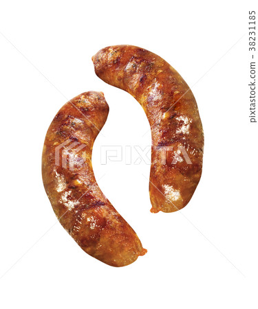 grilled sausages on white background grilled sausages on white background 38231185