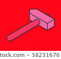 Red hammer linear isometric Icon 38231676