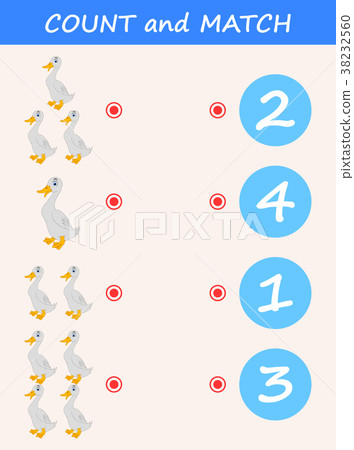 Count and match duck cartoon. Math educational gam Count and match duck cartoon. Math educational gam 38232560