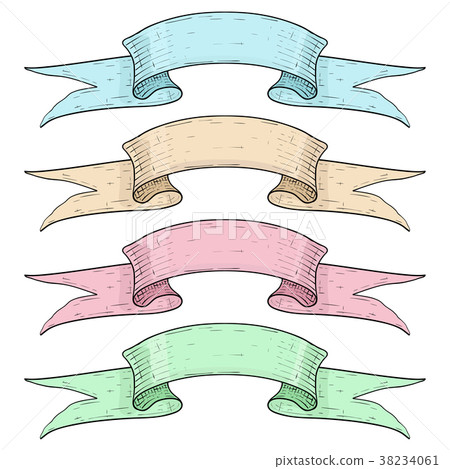 Colored Ribbon Banners Blue Brown Pink And Stock Illustration