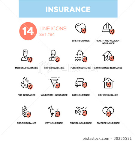 Insurance concept - line design icons set Insurance concept - line design icons set 38235551