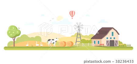 Rural landscape - modern flat design style vector Rural landscape - modern flat design style vector 38236433