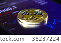 Gold coins of the ripple on the background of a 38237224