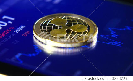 Gold coins of the ripple on the background of a Gold coins of the ripple on the background of a 38237231