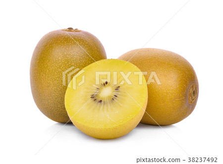 whole and half of yellow ,gold kiwi fruit isolated whole and half of yellow ,gold kiwi fruit isolated 38237492