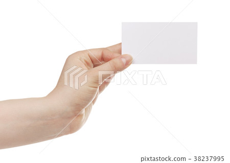 young female right hand hold blank white paper young female right hand hold blank white paper 38237995
