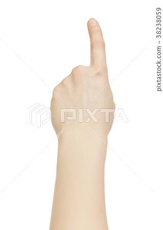 young woman hand touch screen gesture isolated young woman hand touch screen gesture isolated 38238059