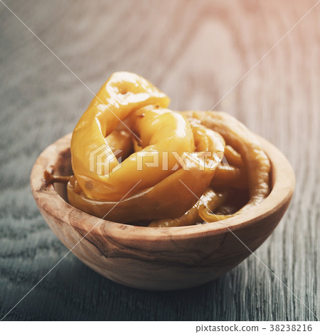 chilli hot pepper marinated in bowl 38238216