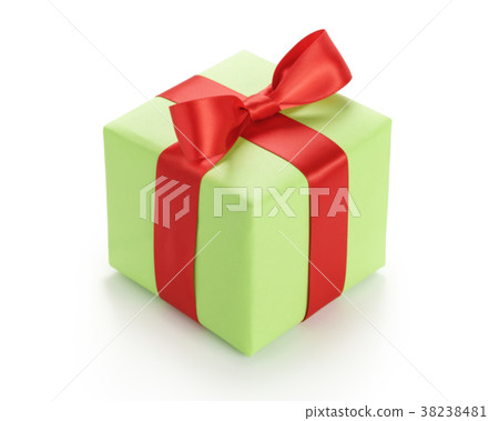 small green gift box with red ribbon bow isolated small green gift box with red ribbon bow isolated 38238481