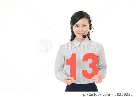 A smiling operator with numbers A smiling operator with numbers 38239223