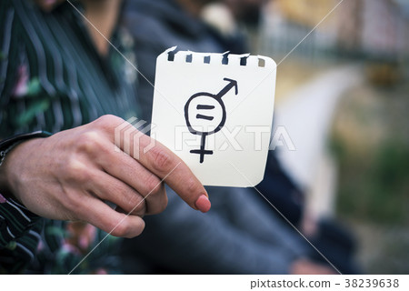 woman with a symbol for gender equality 38239638