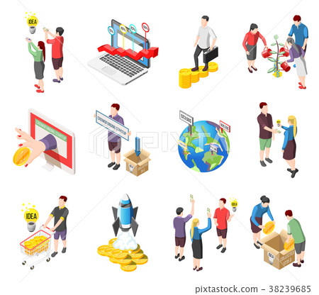 Crowdfunding Isometric Icons Set Crowdfunding Isometric Icons Set 38239685