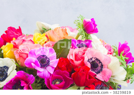 Anemones flowers on stone background Anemones flowers on stone background 38239819