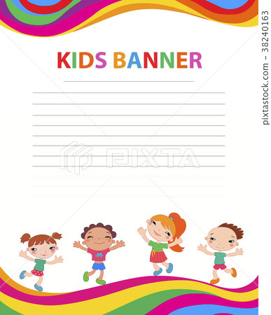happy children run on the banner vector template 38240163