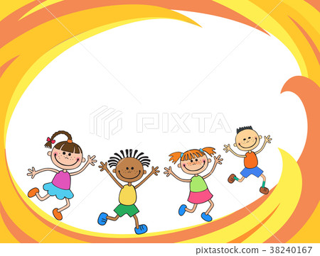 happy children run on the banner vector template 38240167