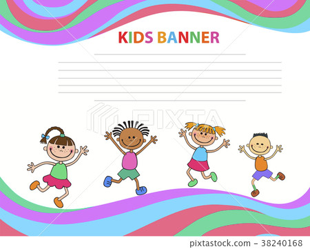 happy children run on the banner vector template 38240168