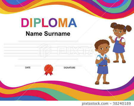 Kids Diploma certificate background design 38240189