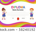 Kids Diploma certificate background design 38240192