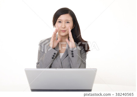Business woman sending cheering Business woman sending cheering 38240565