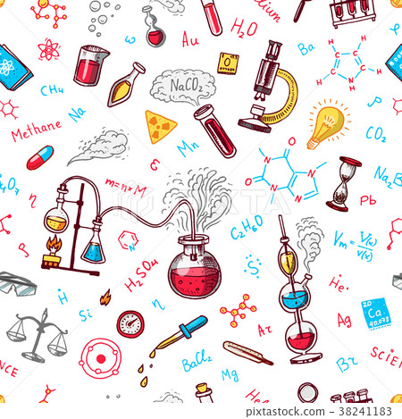 Chemistry seamless pattern. Chalkboard with - Stock Illustration ...