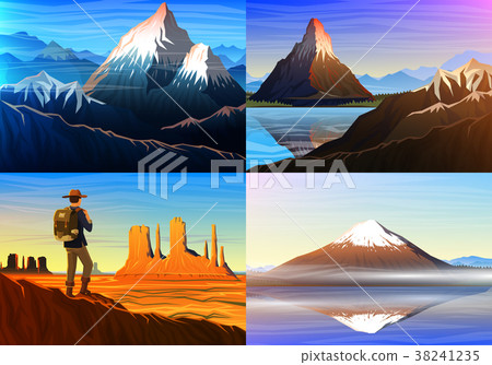 Mountain everest, matterhorn, Fuji with tourist 38241235