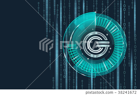 Global cryptocurrency GCC coin geometric glowing 38241672