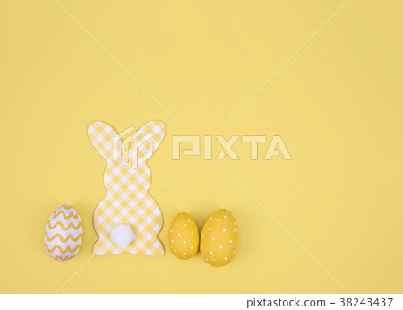 Creative easter composition with painted eggs. Creative easter composition with painted eggs. 38243437