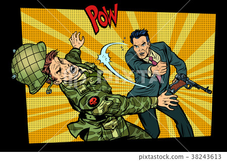 Civil beats invader military soldier 38243613
